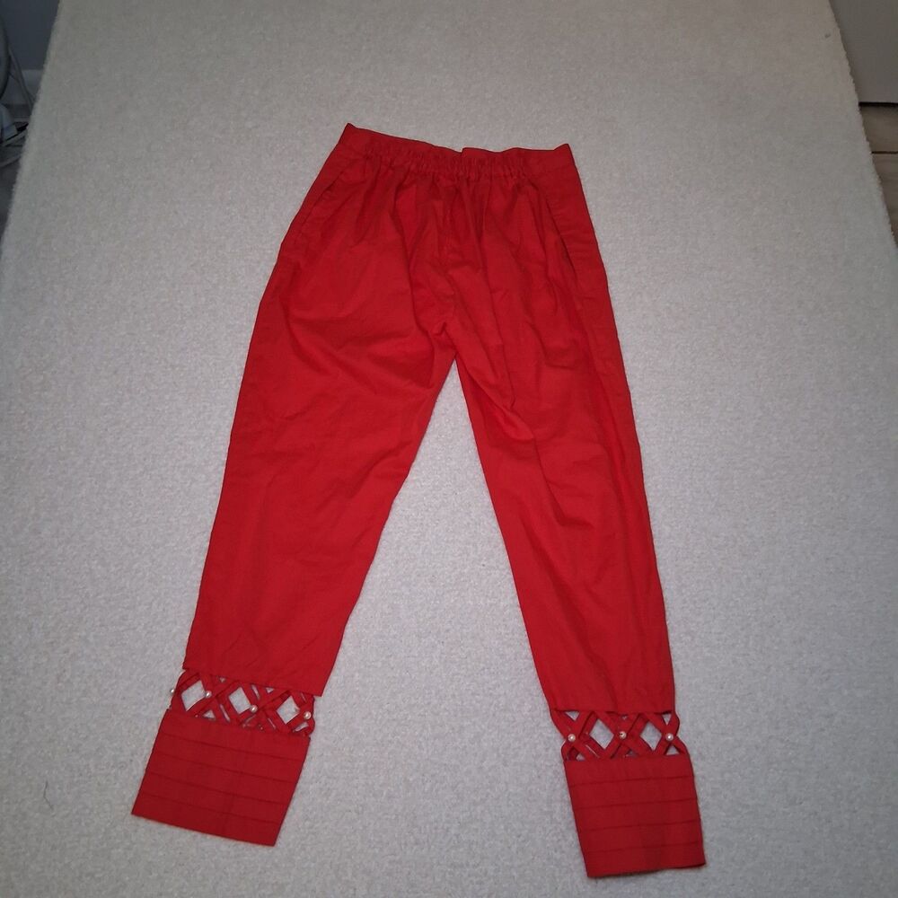 Red Dress Pants Pearl Women's Sz L Cutout Occasion Career Sophisticated - Picture 9 of 12